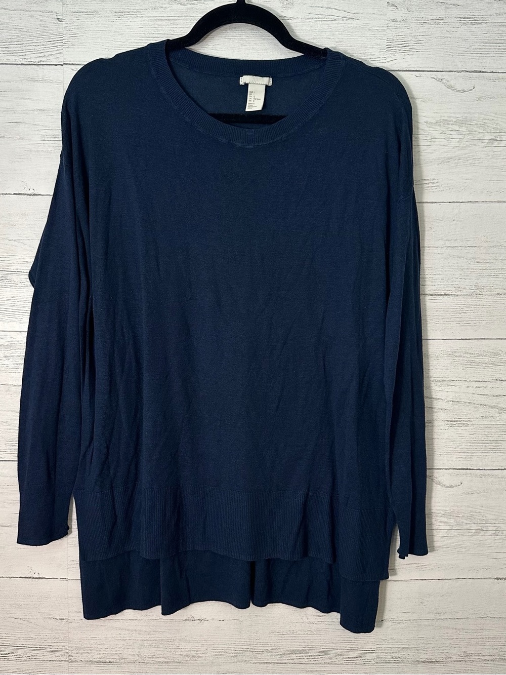 H&M Women's Navy Long Sleeve Lightweight Pullover Top Size L